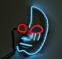 Masque Lumineux LED Demi-Lune à Fil Électroluminescent pour Halloween, Cosplay, Soirée Masquée, Accessoire de Costume, Vente en Gros OEM