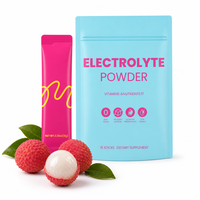 Poudre d'électrolytes au goût de litchi et de sel marin, rehydratation instantanée, boost d'énergie, endurance, performance, complément alimentaire pour boissons sportives, adultes