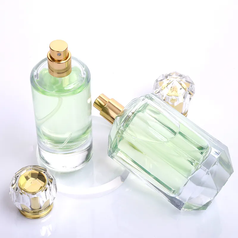 Bouteille de parfum personnalisée en cube carré 100ml Bouteilles en verre de parfum transparent avec bouchon de luxe