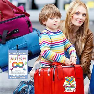 Autiste s'il vous plaît être patient autisme étiquette d'identification médicale avec autocollants et crochet pour porte de fenêtre de <span class=keywords><strong>maison</strong></span> - Product Image 2