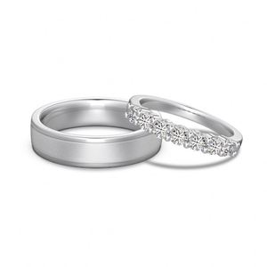 Dylam New Design Collection 925 Sterling Silver Rhodium Champagne Gold Plated 5A Cubic Zirconia <b>Couple</b> Lover Jewelry Set <b>Rings</b> - Product Image 1