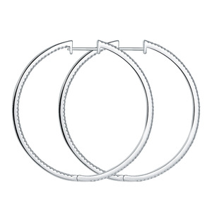 Pendientes de Aro de Silicona con Moissanita de 50 mm, Chapados en Oro y Plata, Unisex, para Fiestas - Product Image 2