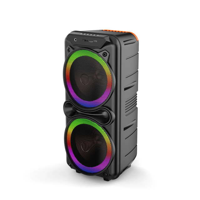 China Portable for Outdoor Party Speaker with USB Rechargeable DC Battery Plastic Cabinet RGB LED Loud System