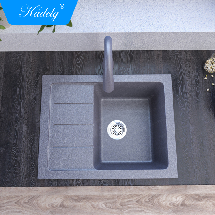Matte White Granite Kitchen Sink Handmade Sink With Drainboard