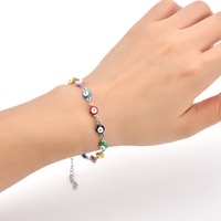 Bracelet à breloques en acier inoxydable multicolore émaillé œil de diable de qualité supérieure pour femmes, vente en gros