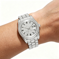 Montres pour homme Noob, étanches, style hip-hop, mouvement japonais, marque de luxe, or, diamants, montre sertie de diamants