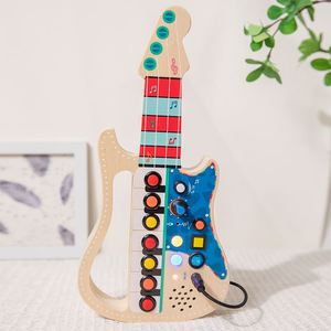Guitare en bois pour enfants, instrument musical pour tout-petits, 3 modes de jeu et lumière LED, jouets éducatifs - Product Image 4