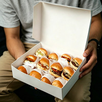 Caja de Cartón Desechable Ecológica Personalizable con Tapa Abatible Blanca para Hamburguesas, Papas Fritas, Sándwiches y Otros Alimentos