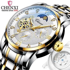 Montre mécanique automatique pour homme CHENXI 8859, <span class=keywords><strong>grand</strong></span> cadran, squelette vintage, tourbillon mécanique, acier inoxydable, étanche - Product Image 1