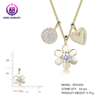 Collier avec pendentif en forme de cœur de fleur plaqué or non ternissant Kirin, pendentifs fins en zircon pour femme