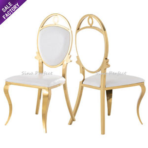 Chaises de banquet de mariage de bonne qualité, blanches dorées, personnalisées, chaises de banquet d'hôtel, chaises de réception, chaises de salle à manger en acier inoxydable - Product Image 6