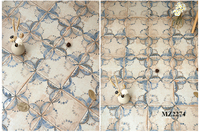 Carreaux de sol et de mur en porcelaine à motif floral artistique de style marocain rustique 200x200, finition mate