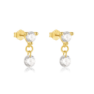 Pendientes de Plata de Ley S925 Chapados en Oro de 18k con Circonita en Forma de Gota de Agua para Niñas - Product Image 3