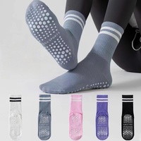 Chaussettes de sport en silicone antidérapantes pour femmes professionnelles mi-tube Pilates Indoor Fitness Gym Dance Summer Crew Cuff Bottom