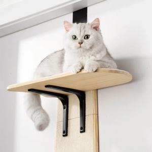 Plateforme d'escalade murale pour chat avec griffoir et étagères, à fixer sur porte, pour saut vertical - Product Image 1