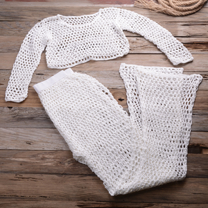 Pour les femmes 2 pièces Bikini Maillot <span class=keywords><strong>De</strong></span> Bain couvrir Tenues <span class=keywords><strong>de</strong></span> <span class=keywords><strong>Plage</strong></span> Évider À Manches Longues Pantalon Costume - Product Image 4