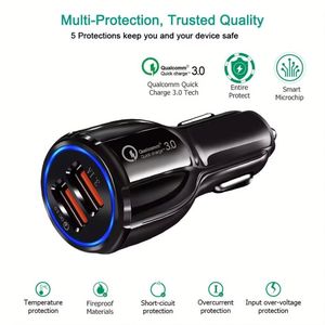 Chargeur de voiture pour téléphone portable, chargeur de voiture double USB, adaptateur de charge rapide QC 3.0, mini chargeur de voiture USB - Product Image 5