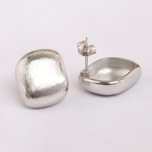 <b>Stud</b> <b>Earrings</b> 19MM Square Brushed Gold Silver Stainless Steel Geometric Fashion Jewelry - Product Image 5