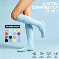 Chaussettes de compression athlétiques Juncai en tricot pour hommes, hauteur genou, unisexe, en coton, avec logo, design sportif de luxe, chaussettes personnalisées