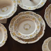 Nieuwe aanwinst: Franse vintage kant-rand keramische serviesset, creatief geëmbossed citroen keramiek dessert- en taartbord