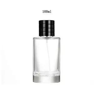 MUB Support Coating 25ml 50ml similar brand round crimp neck transparent glass perfume bottle with aluminum ring