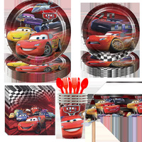 Rote Autos Themen-Cartoon-Geburtstagsparty 4-Farben Digital Bedruckter Niedriger MOQ Personalisierter Papier-Tischläufer Banner Flaggen Tortendekoration