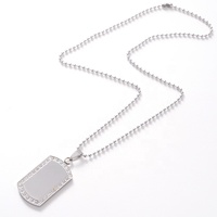Männer Gravierbare leere Politur Edelstahl Diamond Tag Frauen Glossy Dog Tag Halskette mit Kugel kette