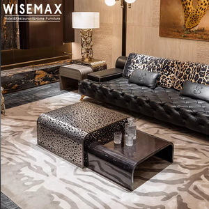 WISEMAX FURNITURE Juego de Mesa de <span class=keywords><strong>Centro</strong></span> de Acero Inoxidable de Estilo Moderno Italiano para Sala de Estar, Sofás, Mesa de <span class=keywords><strong>Centro</strong></span> para Vestíbulo de Hotel, Cafetería - Product Image 1