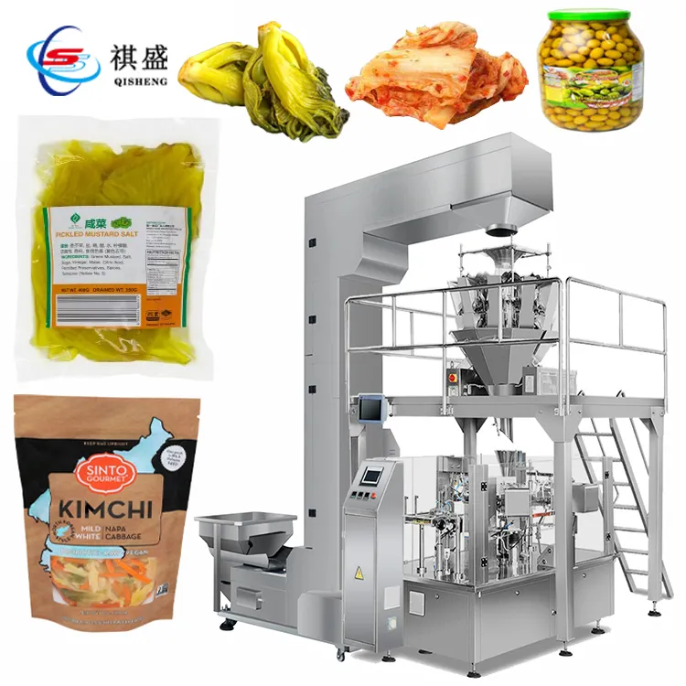 Automatic Kimchi Vacuum Packaging Machine Vertical Pickle Pouch Premade Bag Filling Seal Packing Machine