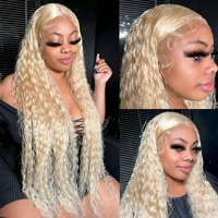 Perruque Lace Frontale Cheveux Humains Blond Miel 613 Ondulée Profonde 13x4 HD Lace Frontal Pré-Pluckée avec Baby Hair et Nœuds Blanchis Blond