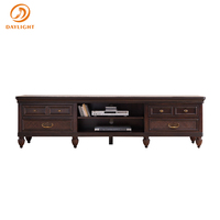 Meuble TV sur mesure européen, ensemble de luxe en bois pour hôtel, banc TV long en acajou vintage, haut de gamme, classique, Italie, support TV exquis