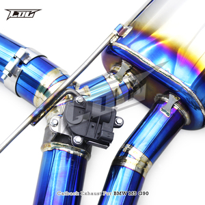 Tubos de Escape de Titanio Boska para M5/M6 G90/G99 LCI 4.4T 2024-2025, Silenciador Catback Valvetronic con Puntas Azules Quemadas - Product Image 4