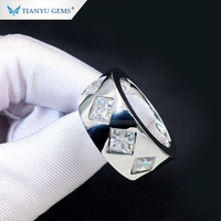 Tianyu Gems DEF Princess Cut Moissanit Breitband-Ring in 14K Weißgold