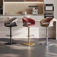 Tabourets de bar modernes en acier inoxydable, style luxe léger, avec accoudoirs, hauteur réglable, pivotants à 360°, repose-pieds, pour comptoir de cuisine, usage commercial