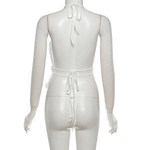 Viviblook Z0109ST03 New Women Set Rose Decorative Halter Backless <b>Crop</b> <b>Top</b> Sequined Mini <b>Shorts</b> Two Piece Set - Product Image 6