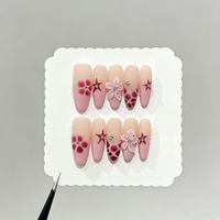 Faux ongles à presser en amande faits à la main, motif fleur 3D, strass, zèbre, léopard, œil de chat, réutilisables, vente en gros OEM ODM