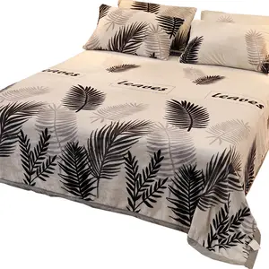 Milk Velvet Bed cover bedsheets sets winter warm fleece Flannel Bedding Set 3Pcs Linen Bed