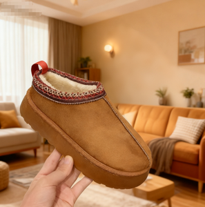 Zapatos para Caminar con Suela Gruesa, Estilo Nuevo y Popular, Color Puro, Cálidos para Invierno y Otoño, Parte Superior de Cuero Sintético, Diseño a Cuadros - Product Image 2