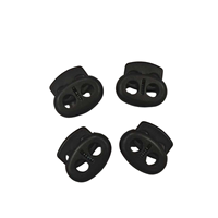Serrure de cordon en plastique POM noir à 2 trous avec encoches latérales matériel de réglage de cordon de petite taille pour sac à dos sac 3-Pack