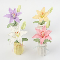 MICHENG Fleurs artificielles en laine multicolores au crochet en forme de lys, décoration pour la maison et le bureau, toucher réel, longue durée de vie, cadeaux de remise de diplôme