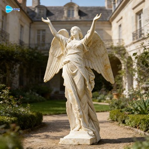 Estatuas <span class=keywords><strong>de</strong></span> Ángeles <span class=keywords><strong>de</strong></span> Mármol Blanco Modernas Personalizadas para Interiores/Exteriores, Hermosa Escultura <span class=keywords><strong>de</strong></span> Ángel con Pluma Tallada a Mano para Jardín - Product Image 5