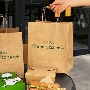 Custom Food Takeout Packaging Kraft Paper <b>Bag</b> Restaurant Fast Food Takeout Brown Kraft Paper <b>Bags</b> with Handle - Product Image 6