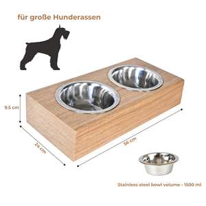 HOSTK Mangeoire suspendue en bois pour chiens <span class=keywords><strong>Station</strong></span> d'alimentation pour animaux de compagnie Mangeoire surélevée avec support en bambou - Product Image 6