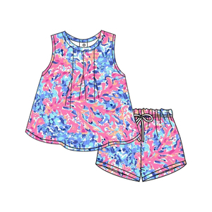 Preorder estate fiori floreali bebè senza maniche Shorts abiti nuovo Design gemelli abbinamenti all'ingrosso bebè Set <span class=keywords><strong>2</strong></span> pezzi - Product Image 2