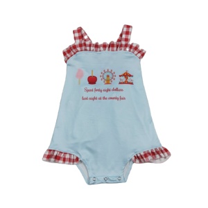 SR3055 RTS Mono sin mangas con estampado azul para bebés y niños, conjunto de pijama para niña, venta al por mayor - Product Image 1