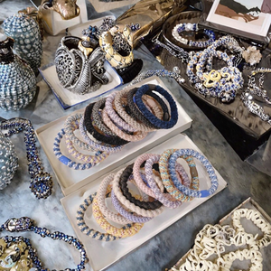 Großhandel Bulk Haarschmuck für Frauen Mädchen Bunte gewebte Seil elastische Gummi Haarband Perle Twist Braid Haar lässig - Product Image 2