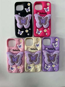 3D Bướm Khung Silicone Điện Thoại Di Động Trường Hợp Đối Với iPhone 11 12 13 14 15 16 Pro Max 17 Cao Su Mềm Cover Quay Lại <span class=keywords><strong>Shell</strong></span> - Product Image 2