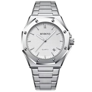 นาฬิกาข้อมือผู้ชาย BINBOND B0233 แบรนด์ดัง ดีไซน์ลำลอง คลาสสิก เรืองแสง สายสแตนเลส สตีล ควอตซ์ พร้อมปฏิทิน - Product Image 1