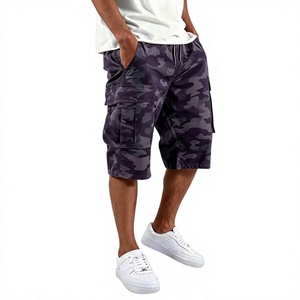 OEM Regular Men Cargo <b>Shorts</b> Pockets Summer Outdoor Travel Wear <b>Stretch</b> Mid Waist Camo Drawstring Wide Leg Canvas Fabric 220g - Product Image 6