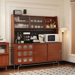 Mueble Bar Moderno de Mediados de Siglo, de Madera, 900 mm de Alto, con Puertas de Vidrio y Almacenamiento para Cocina Doméstica - Product Image 2